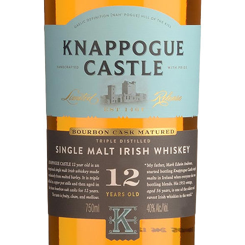 Knappogue Castle 12 Year Old Single Malt Irish Whiskey